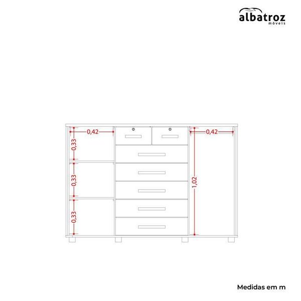 Imagem de Cômoda Fontana 7 Gavetas Cinamomo - Albatroz
