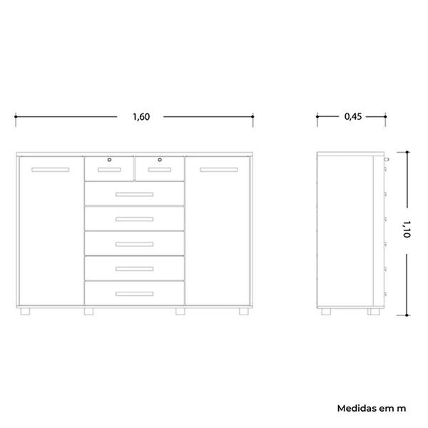 Imagem de Cômoda Fontana com 2 Portas e 7 Gavetas Branco Fosco Star Confort