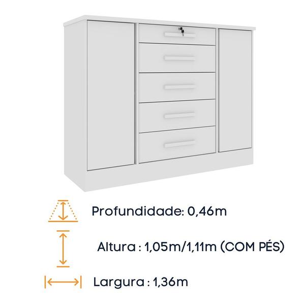 Imagem de Cômoda Fortuna C/ Sapateira 5 Gavetas Com 2 Portas Tcil Móveis