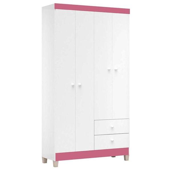 Imagem de Cômoda Gaveteiro E Guarda Roupa 4 Portas Ternura Baby Branco Flex - Incorplac