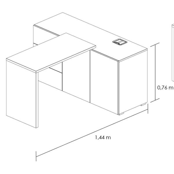 Imagem de Cômoda Grande para Quarto com Mesa Retrátil Brixton SVS Branco e Pecan