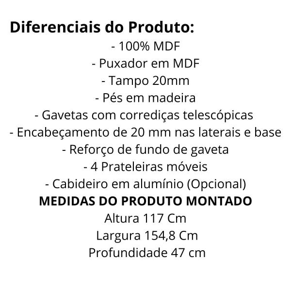 Imagem de Cômoda grande reforçada Havana com gavetas fundas Fenix