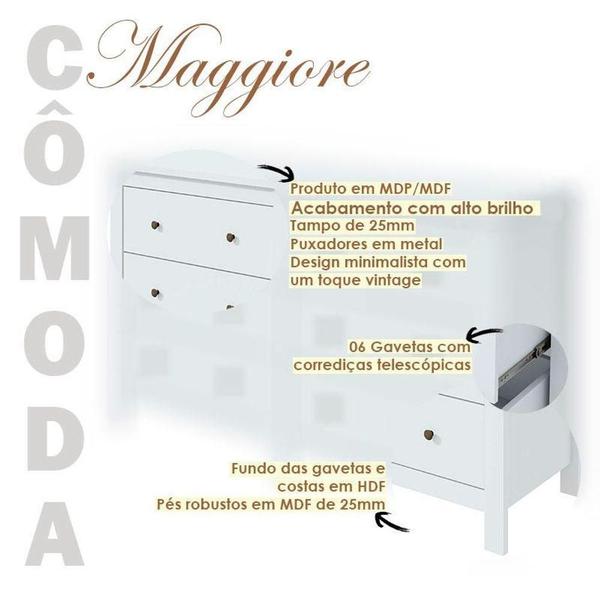 Imagem de Cômoda Horizontal Ambiente Maggiore Branco Brilho - Lopas