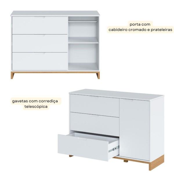 Imagem de Cômoda Infantil 3 Gavetas e 1 Porta Cubo Branco