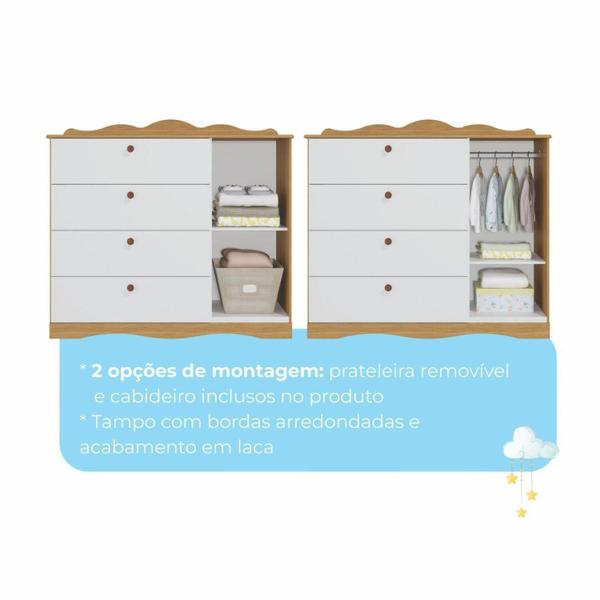 Imagem de Cômoda Infantil 4 Gavetas Aquarela Espresso Móveis Nature/Branco