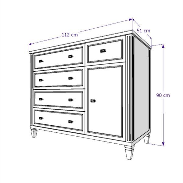 Imagem de Cômoda Infantil 5 Gavetas 1 Porta Tudor Timber Branco