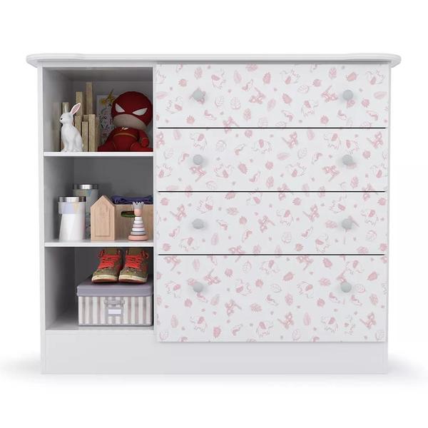 Imagem de Cômoda Infantil Espaçosa Com 04 Gavetas E 01 Porta Para Quarto Baby Luxo Icp