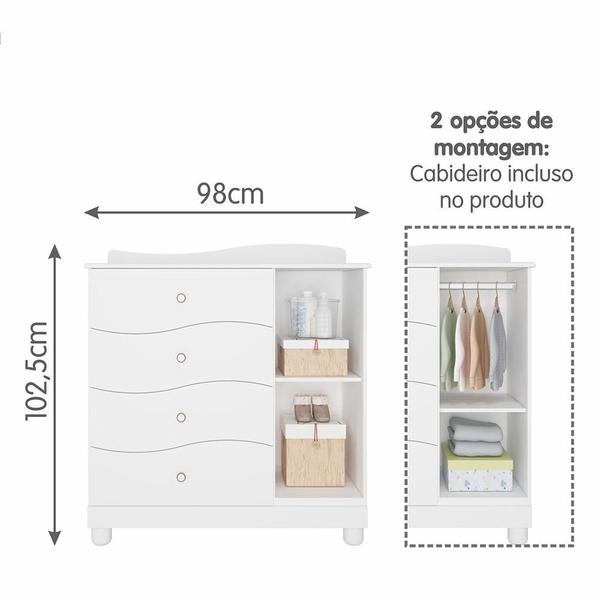 Imagem de Cômoda Infantil Riso 1 Porta e 4 Gavetas - Permóbili Baby