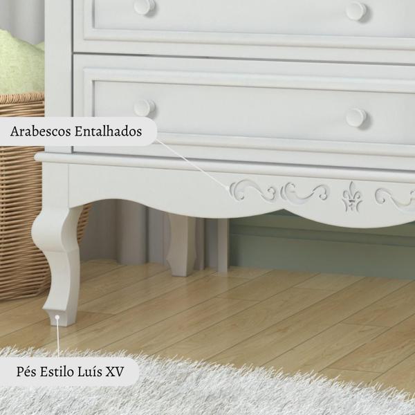 Imagem de Cômoda Infantil Versailles 4 Gavetas 1 Porta Timber Mel/Branco