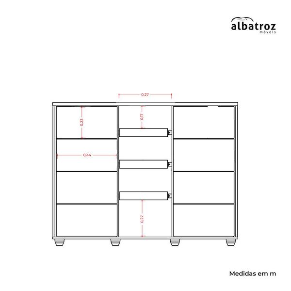 Imagem de Cômoda Larissa com 8 Gavetas Móveis Albatroz