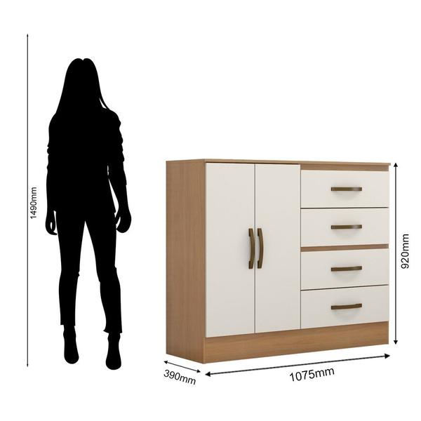 Imagem de Cômoda Lite 2 Portas 4 Gavetas Multiuso Para Quarto