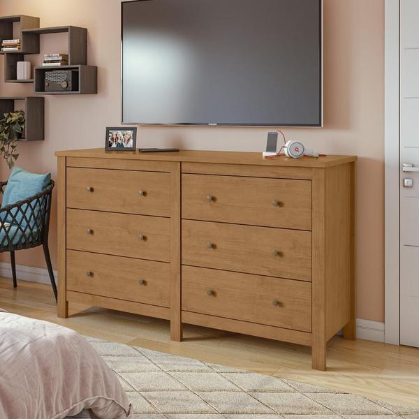 Cômoda Maggiore 6 Gavetas Amêndoa Clean - Móveis Lopas