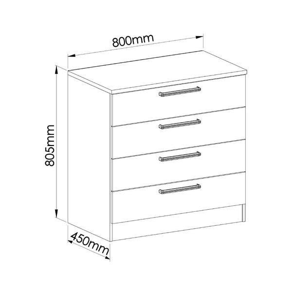 Imagem de Cômoda Modulada Requinte com 4 Gavetas - Branco Line/Macadâmia