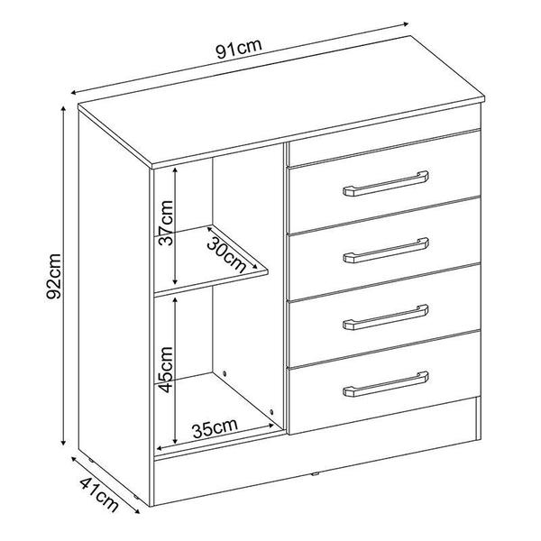 Imagem de Cômoda Montevidéu 1 Porta e 4 Gavetas Flex Branco/Rosa - Demóbile