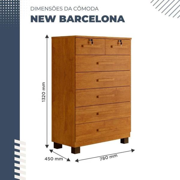 Imagem de Cômoda New Barcelona 7 Gavetas Com Chave Cinamomo - Benetil