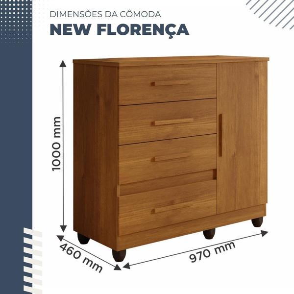 Imagem de Cômoda New Florença 1 Porta 4 Gavetas em MDP Benetil Móveis