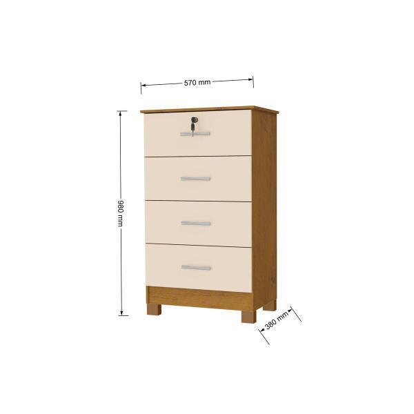 Imagem de Comoda New Hortensia Madeira 4Gv Noce/Perola