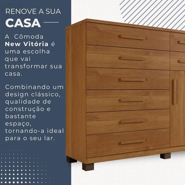 Imagem de Cômoda New Vitória 1 Porta 8 Gavetas em MDP com Chave Benetil Móveis