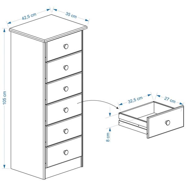 Imagem de Cômoda Organizadora Madeira 6 Gavetas Rondo