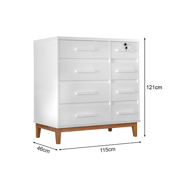 Imagem de Cômoda para Quarto 8 Gavetas Detroit Branco