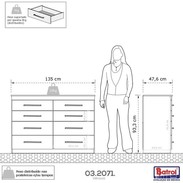 Imagem de Cômoda Para Quarto Espaçosa Reforçada Com  8 Gavetas 