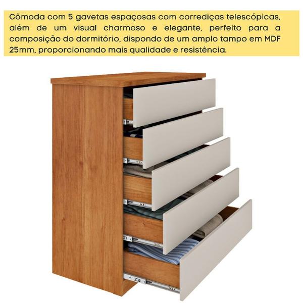 Imagem de Cômoda Premium MDF Com 5 Gavetas Tcil