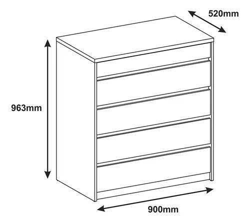 Imagem de Comoda premium para quarto 5 gavetas casa d rovere - village móveis