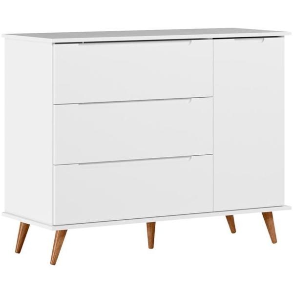 Imagem de Comoda Retro 3 Gavetas MDF 4300 Branco Acetinado PLLA