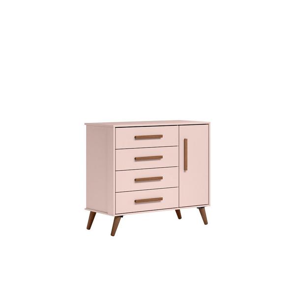 Imagem de Cômoda Sap. 1Porta 4 Gavetas Q Encanto Retrô Rosa  - Montanaris Decor