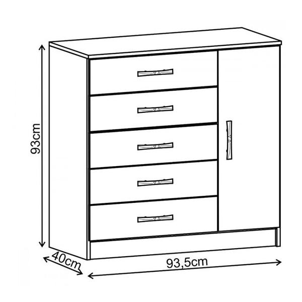 Imagem de Cômoda Sapateira 1 Porta 5 Gavetas - Evidência