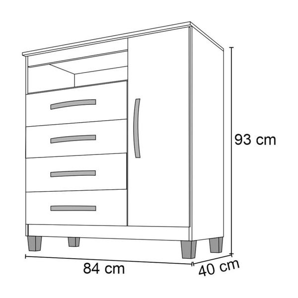 Imagem de Cômoda Sapateira 1 Porta e 4 Gavetas Cannes I03 Teka/Champagne - Mpozenato