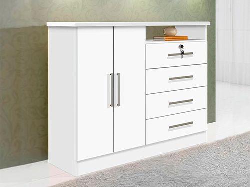 Imagem de Cômoda Sapateira 4 Gavetas Branco Cronus 1.36 D'Doro