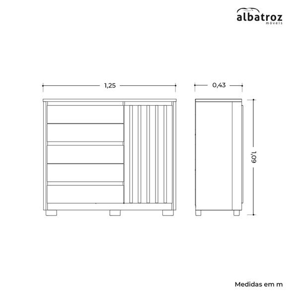 Imagem de Cômoda Sapateira 5 Gavetas 1 Porta Duetto