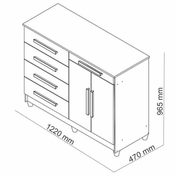 Imagem de Cômoda Sapateira 5 Gavetas e 2 Portas Sirius 2001913 Branco Vila Rica