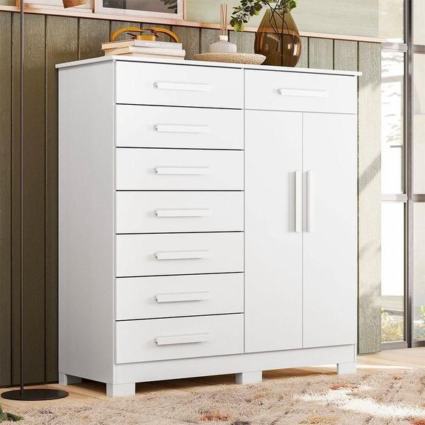 Imagem de Cômoda Sapateira 8 Gavetas 2 Portas 125cm Verona Branco Albatroz