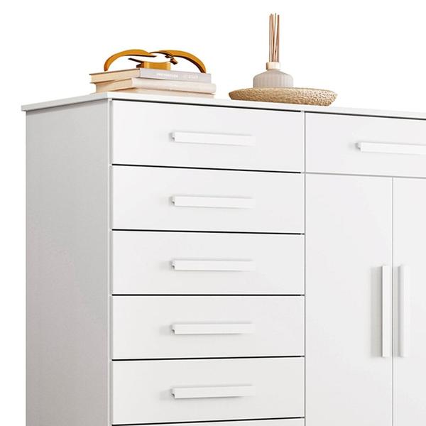 Imagem de Cômoda Sapateira 8 Gavetas 2 Portas 125cm Verona Branco - Albatroz