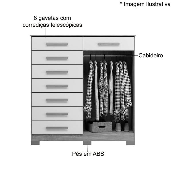 Imagem de Cômoda Sapateira Alta Julieta 8 Gavetas 2 Portas