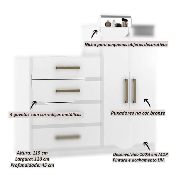 Imagem de Cômoda Sapateira Áurea e Armário Multiuso Viena Branco  Demóbile