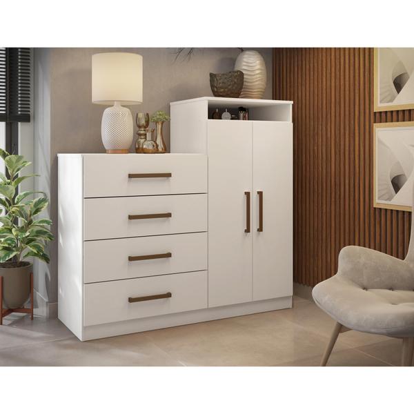 Imagem de Cômoda Sapateira com 2 Portas e 4 Gavetas Aurea Branco - Demóbile