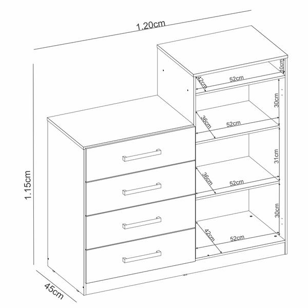 Imagem de Cômoda Sapateira com 2 Portas e 4 Gavetas Aurea Branco - Demóbile