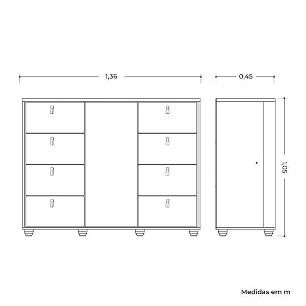 Imagem de Cômoda Sapateira com 8 Gavetas Larissa Yescasa