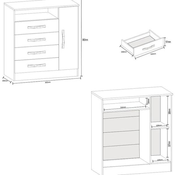 Imagem de Cômoda Sapateira Delta 4 Gavetas 1 Porta Atualle Cor Branco