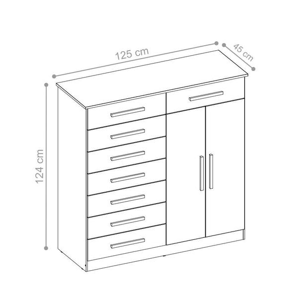 Imagem de Cômoda Sapateira Gaveteiro 8 Gavetas 2 Portas Tallin