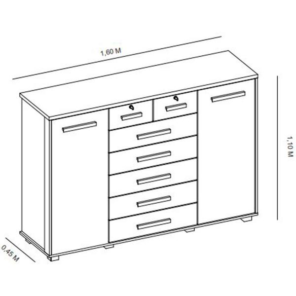 Imagem de Cômoda Sapateira Grande 7 Gavetas 2 Portas MDP/MDF Santana