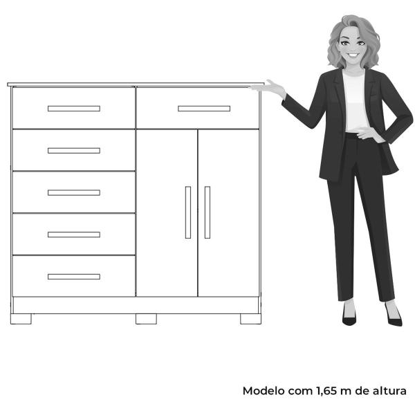 Imagem de Cômoda Sapateira Mandarim 6 Gavetas 2 Portas MDP