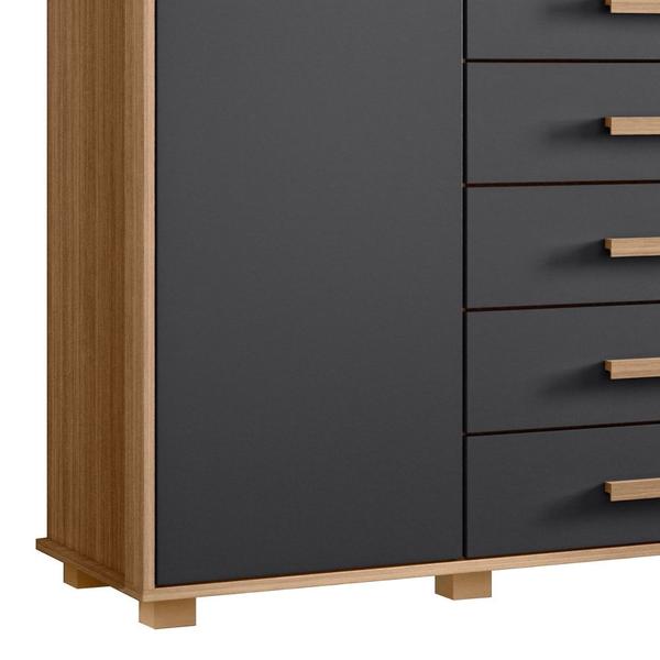 Imagem de Cômoda Sapateira para Quarto 160cm 2 Portas 7 Gavetas Fontaine A02 Nature/Titanium - Mpozenato