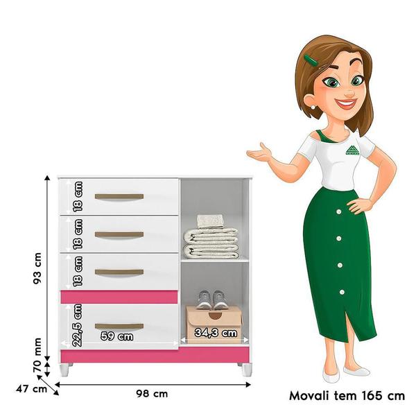 Imagem de Cômoda Sapateira Vênus 1 Porta e 4 Gavetas com Pés - Moval