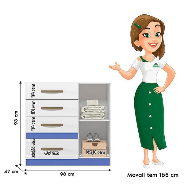 Imagem de Cômoda Sapateira Vênus 1 Porta e 4 Gavetas - Moval