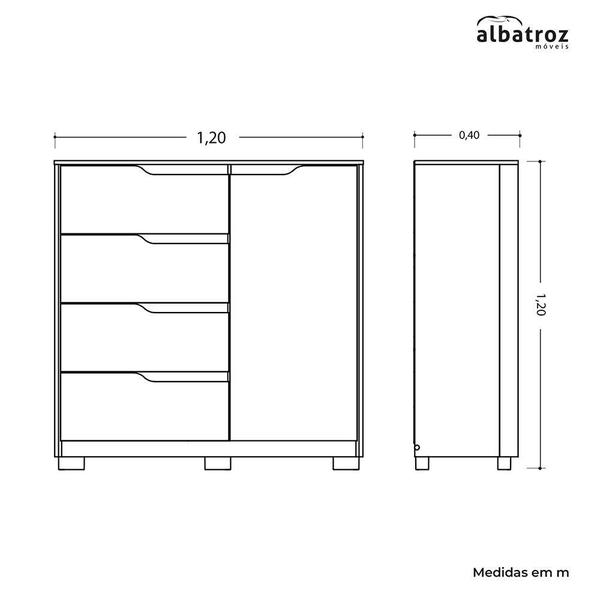 Imagem de Cômoda Sole 1 Porta e 4 Gavetas Flex - Móveis Albatroz