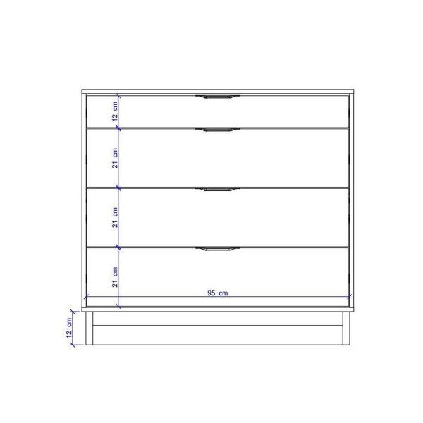 Imagem de Cômoda Solteiro 1111 c/ 4 Gavetas Freijo - Carraro